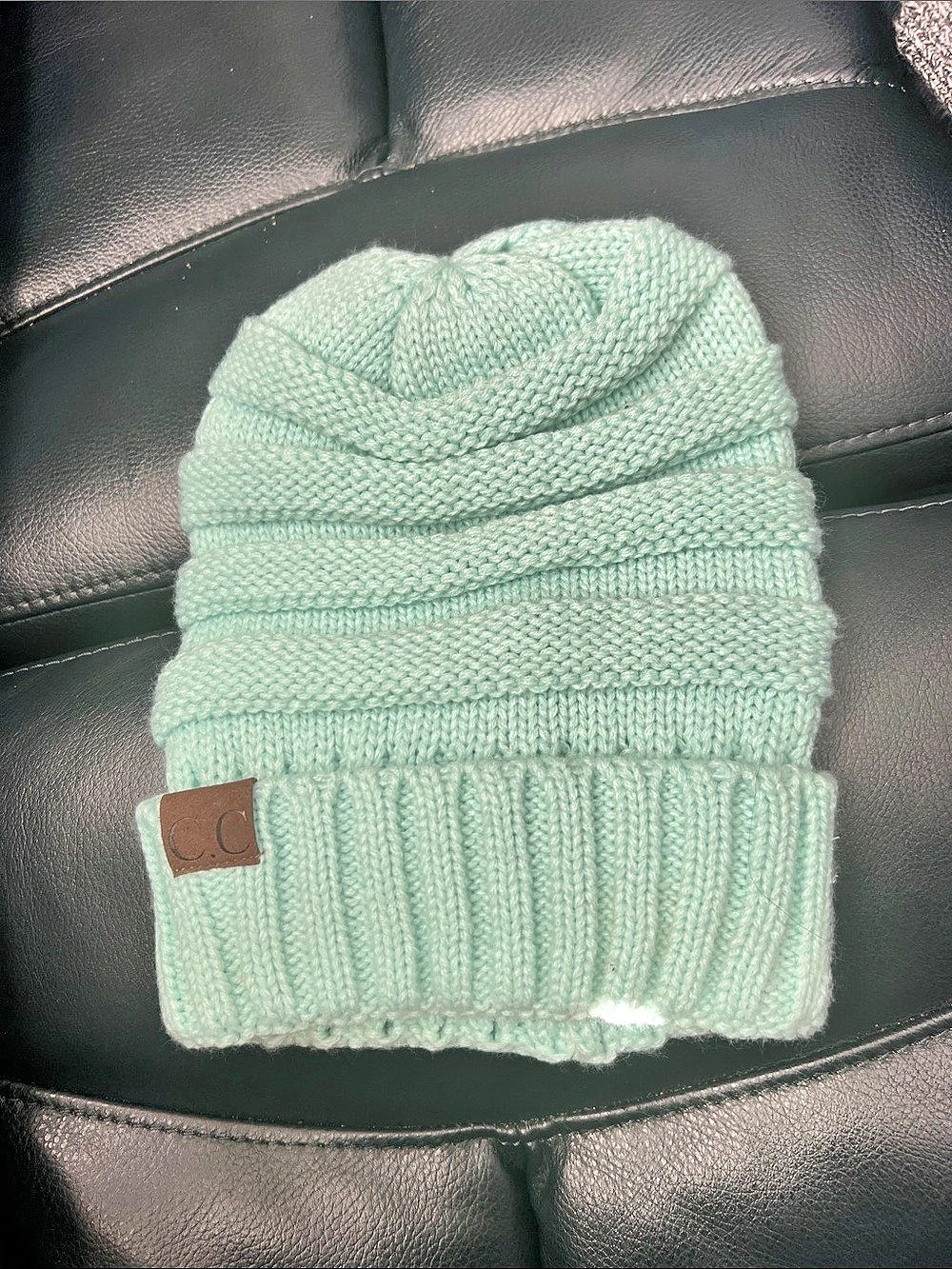 C.C Solid Ribbed Knit Beanie Green
